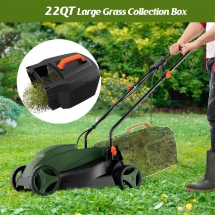 10 ampere 13 inch electric rope lawn mower with dual safety switches -Green 60277604