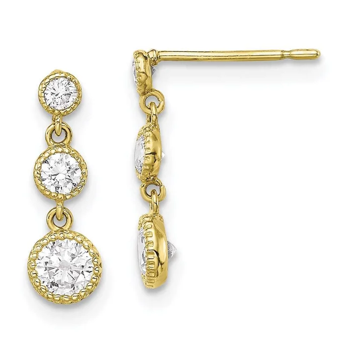 10K CZ Dangle Earrings