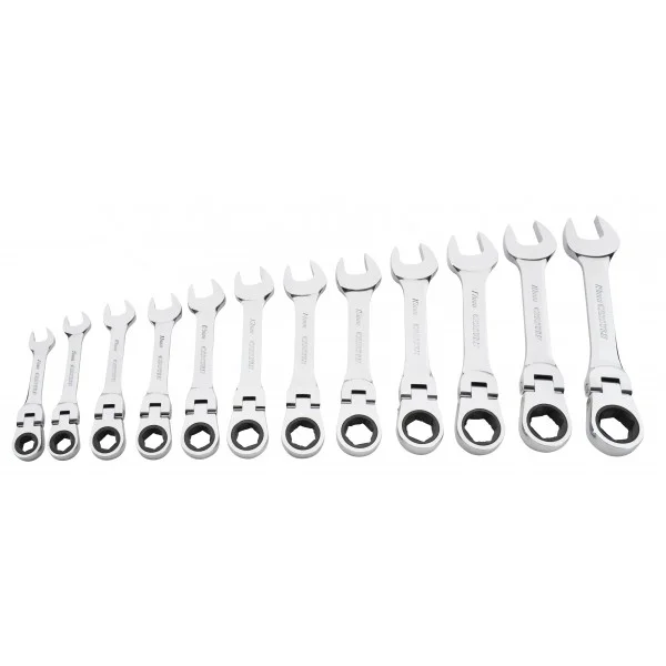 12 PIECE FLEXIBLE RATCHETING WRENCH SET STUB