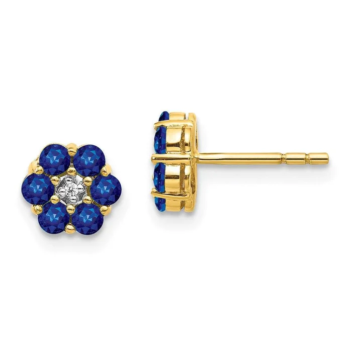 14k & Rhodium Sapphire & Diamond Post Earrings