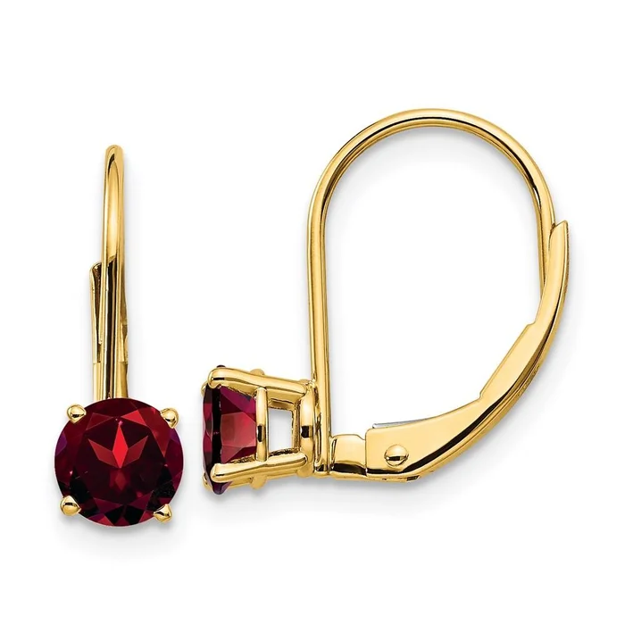 14k 5mm Garnet Leverback Earrings