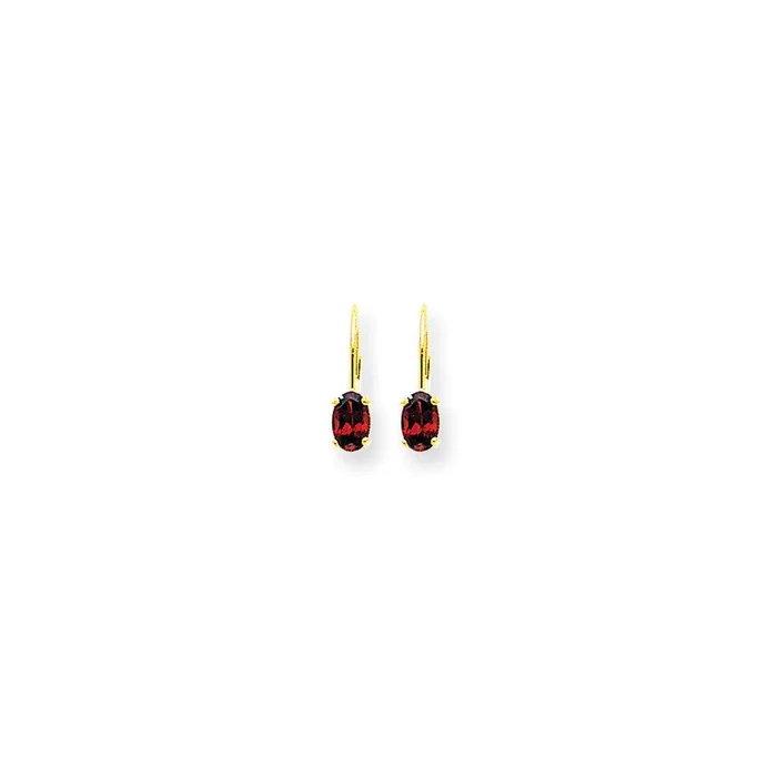 14k 6x4mm Oval Garnet Leverback Earrings