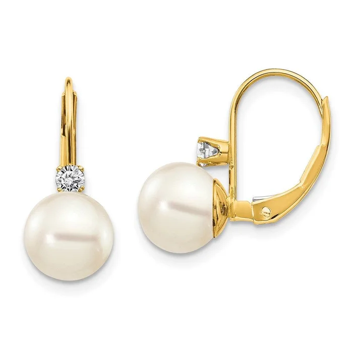 14k 7-7.5mm Pearl & Diamond Leverback Earring Mounting