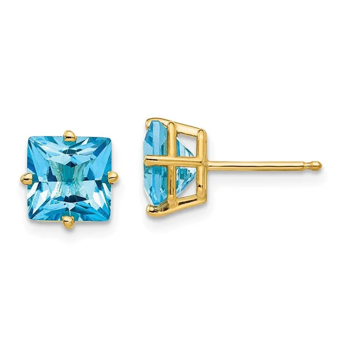 14k 7mm Square Earring Mountings No Stones Included No Backs