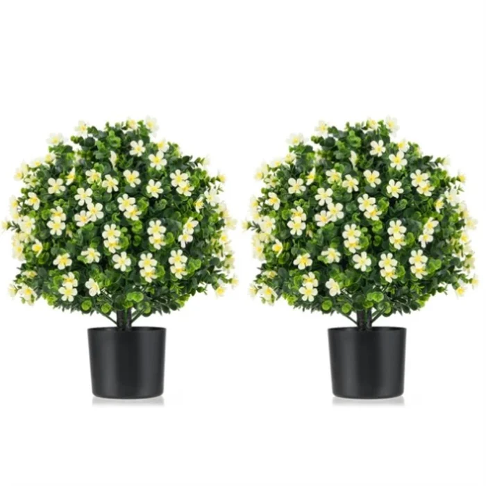 ﻿ 2 Pack Lifelike Artificial Potted Plants – White 68459043
