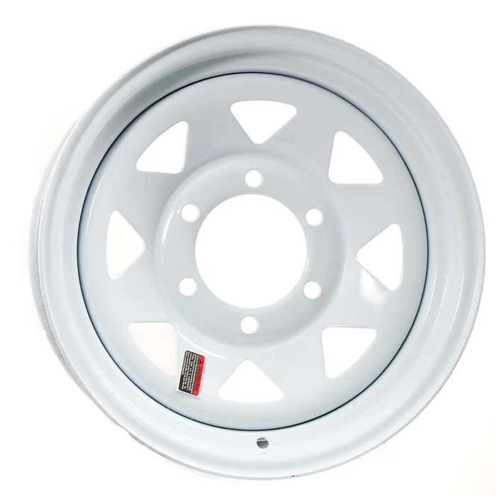 2-Pk eCustomrim Trailer Rim 15 in. White Spoke Wheel 15X6 15 x 6 in. 6 Lug Hole