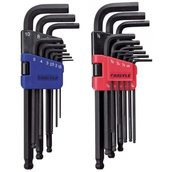 22 PC LONG BALL PLUS HEX KEY SET SAE METRIC