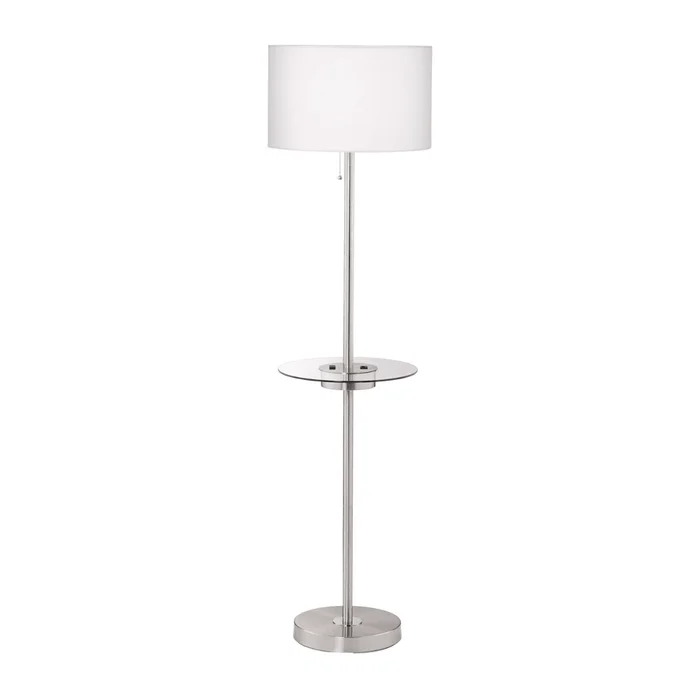360 Lighting Caper 60 1/2″ Nickel Tray Table USB and Outlet Floor Lamp