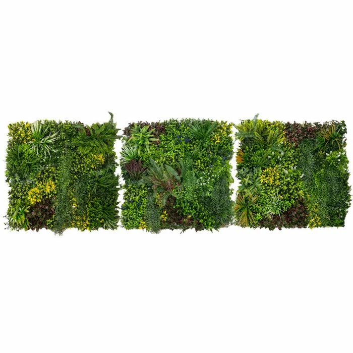 3Pcs Artificial Plant Wall Panel 100 x 100cm Cassia Living Foliage Green Tiles Indoor Outdoor Weather & UV Resistant Grass Fence Hedge Privacy Backdrop Garden Home Decor Snap & Lock Fixings Included