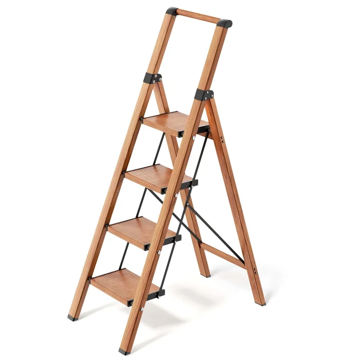 4 Step Ladder, Folding Step Stool with Convenient Handgrip, 330 lbs Capacity