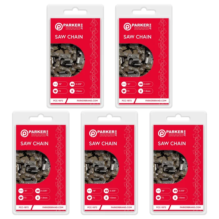 5 Pack of 18″ Chainsaw Chains – 72 Link