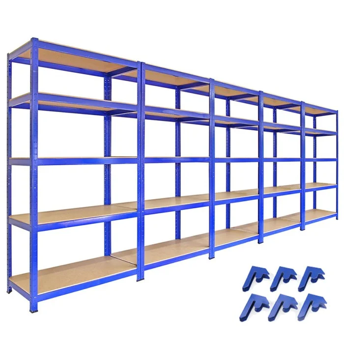 5 x T-Rax Heavy Duty Racking Units 90cm Greenhouse Shed Warehouse Garage Storage Shelving Blue Bays Shelves Metal Utility Racks Steel
