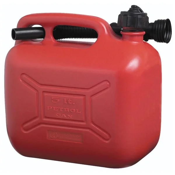 5L RED PLASTIC FUEL CAN