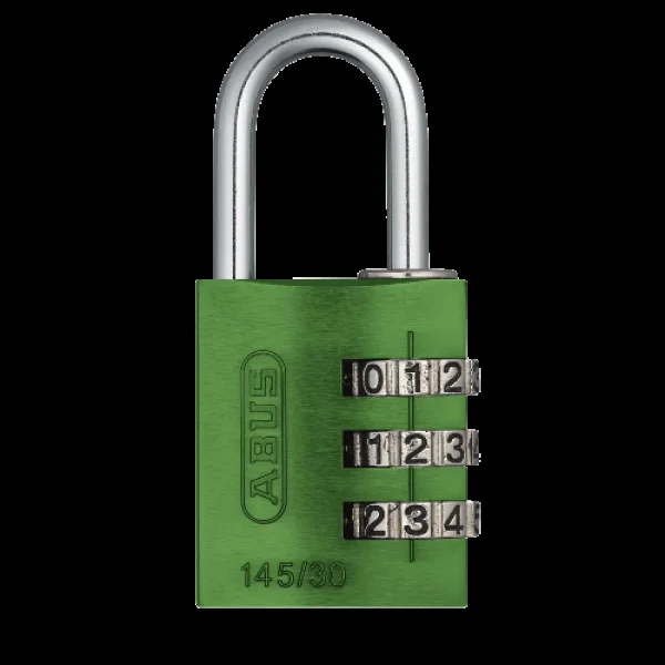 ABUS 145 Series Aluminium Combination Open Shackle Padlock 30mm Assorted Colours 145/30 – Steel