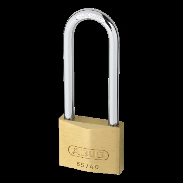 ABUS 65 Series Long Shackle Padlock 40mm Keyed Alike 404 63mm Shackle 65/40HB63 – Brass