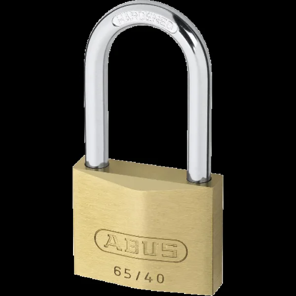 ABUS 65 Series Long Shackle Padlock 40mm Keyed To Differ 40mm Shackle 65/40HB40 – Brass