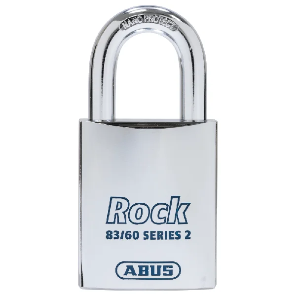 ABUS 83 60-5 Rock Series 2 Open Shackle Steel Padlock Body Only Without Cylinder Accepts Scandinavian Oval Cylinder O – Chrome Plated