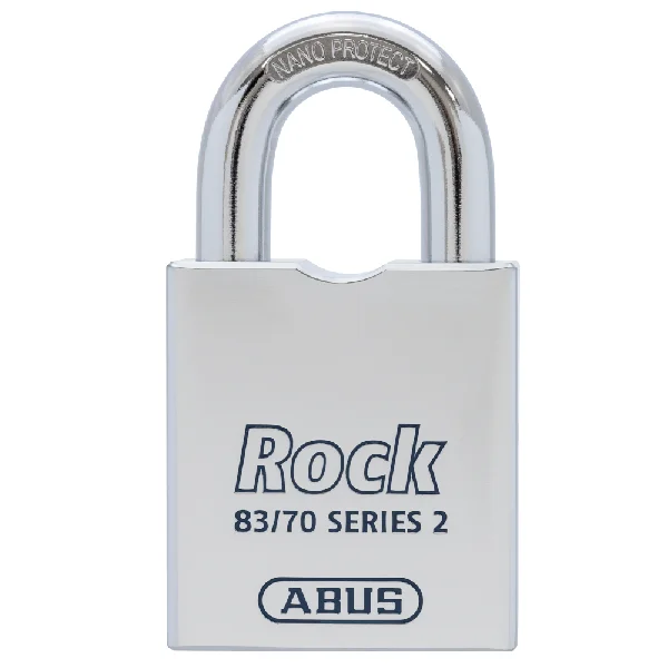 ABUS 83 70 Rock Series 2 Open Shackle Steel Padlock Body Only Without Cylinder Accepts Half Euro EPZ – Silver