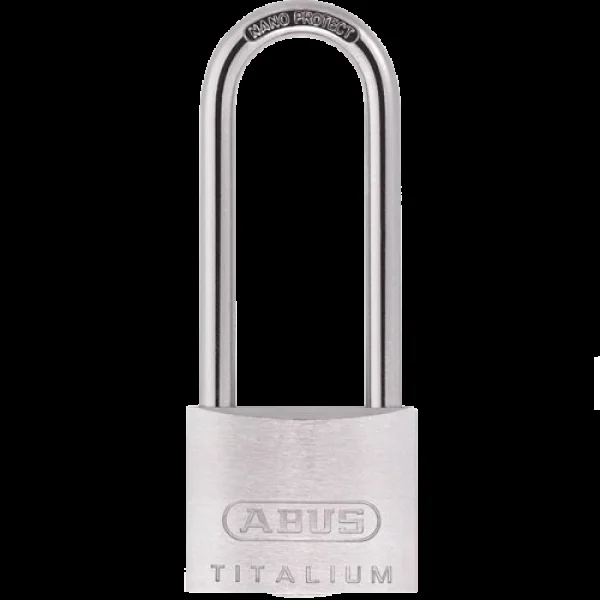 ABUS Titalium 64TI Series Long Shackle Padlock 30mm Keyed To Differ 60mm Shackle 64TI/30HB60 – Silver