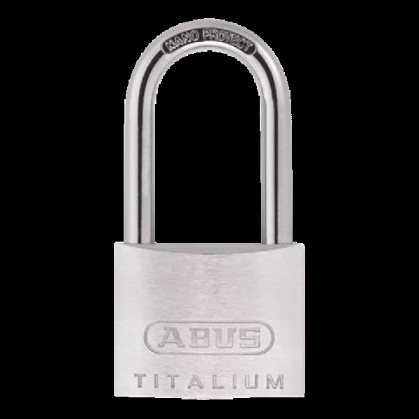 ABUS Titalium 64TI Series Long Shackle Padlock 40mm Keyed To Differ 40mm Shackle 64TI/40HB40 – Silver