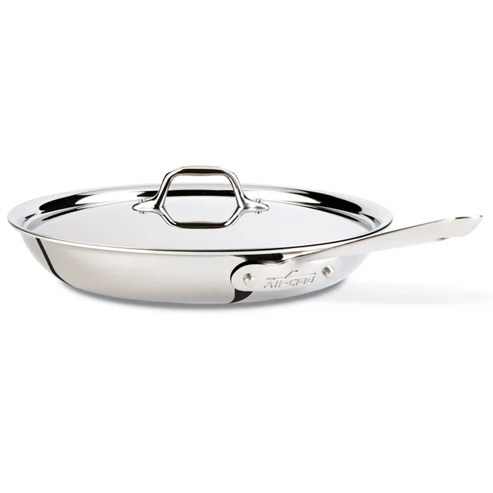 All-Clad D3 Stainless Frying Pan with Lid – 12″ Diameter