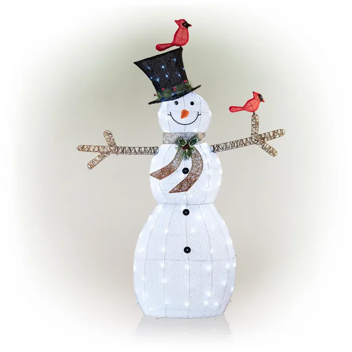 Alpine Corporation 74-in Snowman Free Standing Decoration with White LED Lights