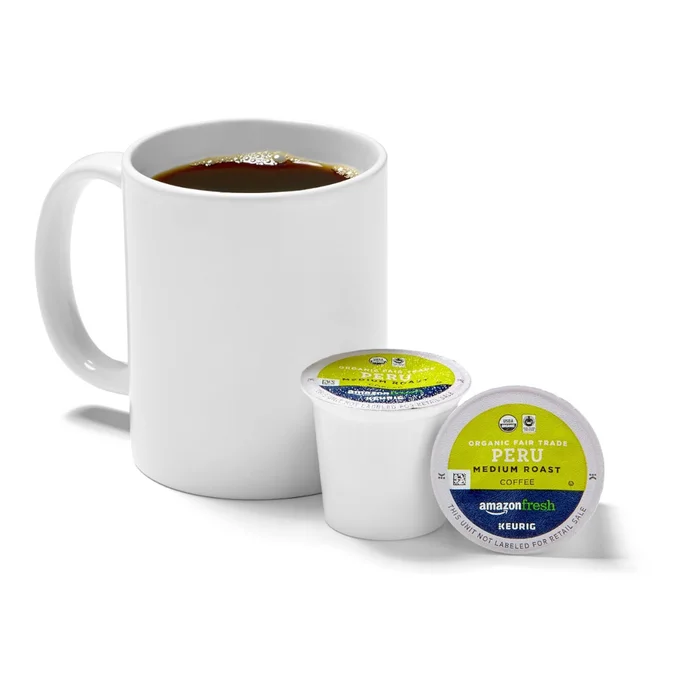 AmazonFresh 80 Ct. Organic Fair Trade K-Cups, Peru Medium Roast, Keurig K-Cup Brewer Compatible