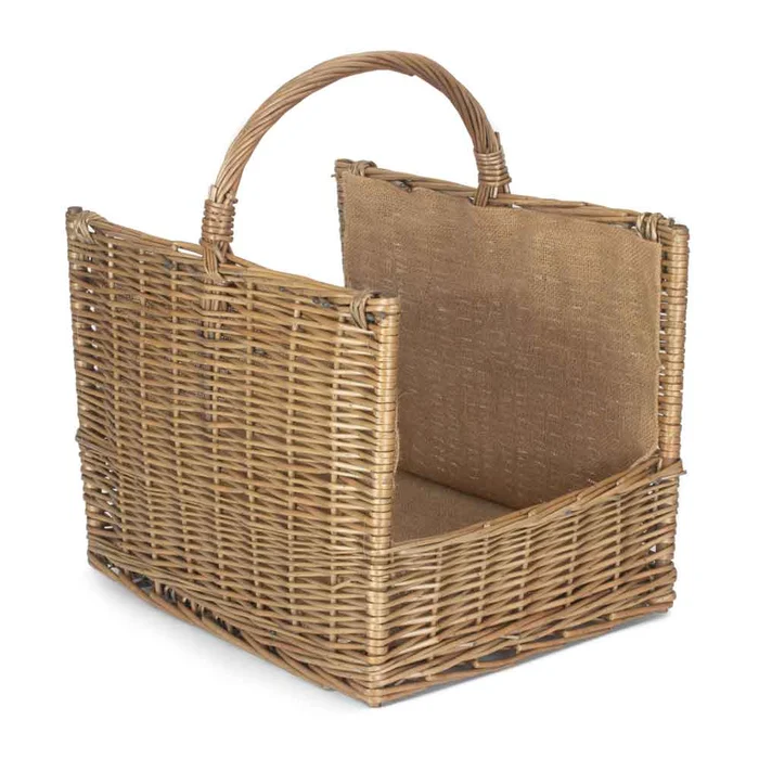 Antique Wash Open Ended Willow Log Basket