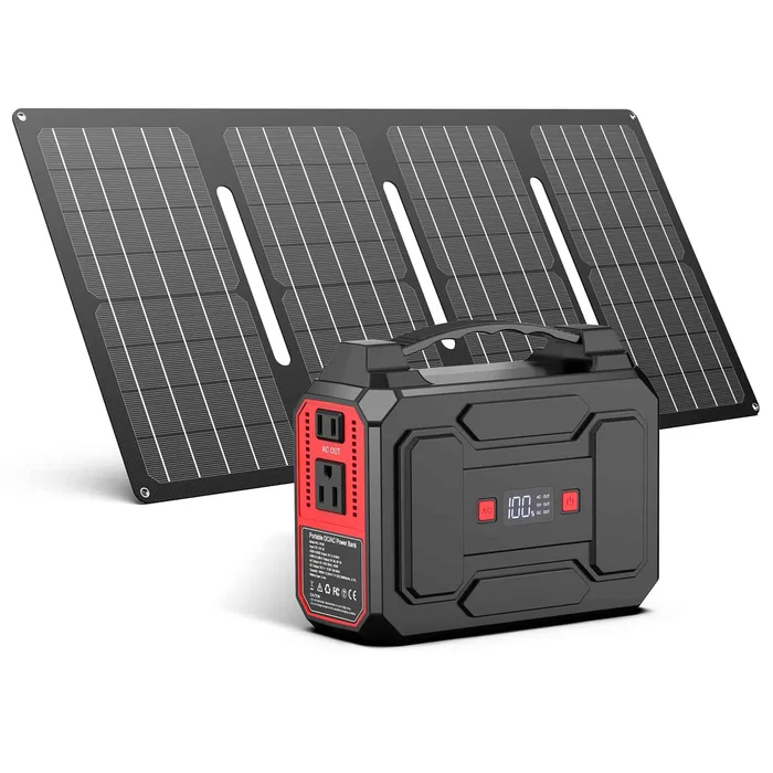 Apowking 146Wh Portable Power Bank with AC Outlet & 40W Foldable Solar Panel