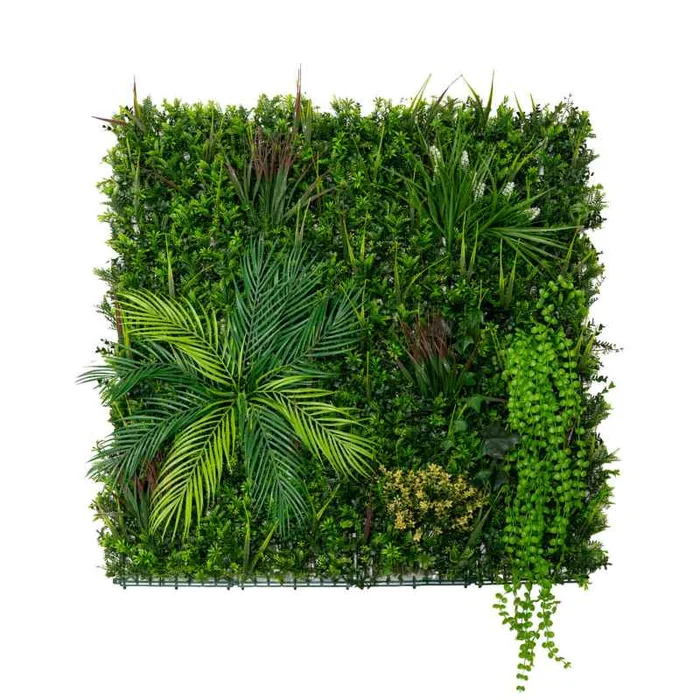 Artificial Plant Wall Panel 100 x 100cm Alina Living Foliage Greenery Tiles Indoor Outdoor Weather & UV Resistant Grass Fence Faux Hedge Privacy Backdrop Garden Home Decor Snap & Lock Fixings Included