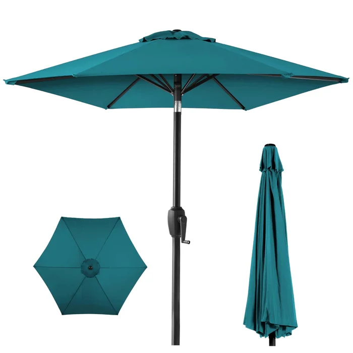 Best Choice Products 7.5ft Heavy-Duty Round Outdoor Market Table Patio Umbrella w/Steel Pole – Cerulean