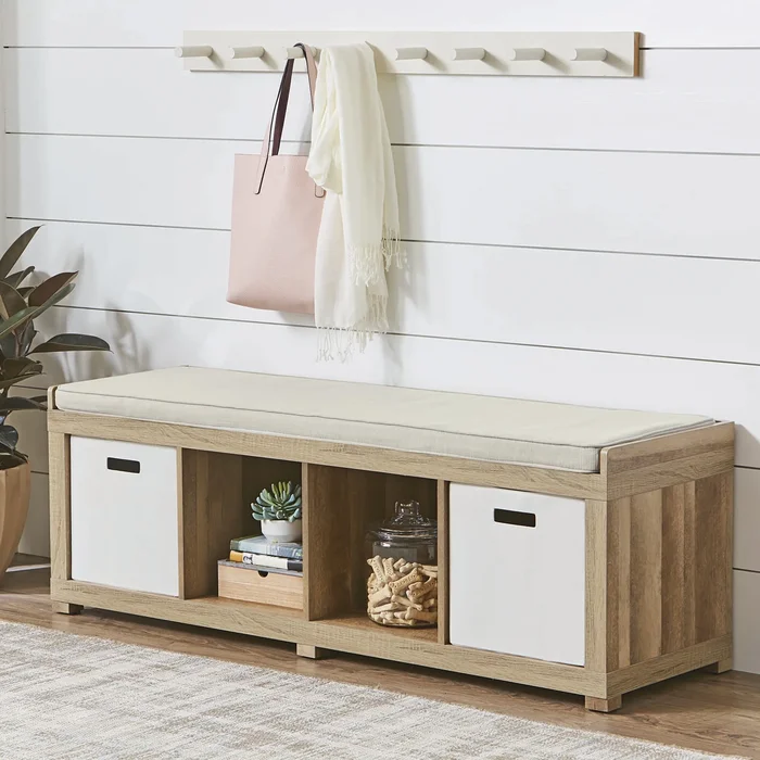 Better Homes & Gardens 4-Cube Shoe Storage Bench, Weathered