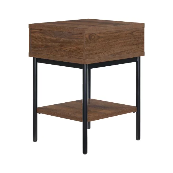 Better Homes & Gardens Wyatt Geo End Table, Walnut Finish