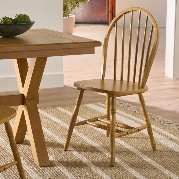Better Homes and Gardens Autumn Lane Windsor Solid Wood Dining Chairs, Light Honey Finish, 2 Pack