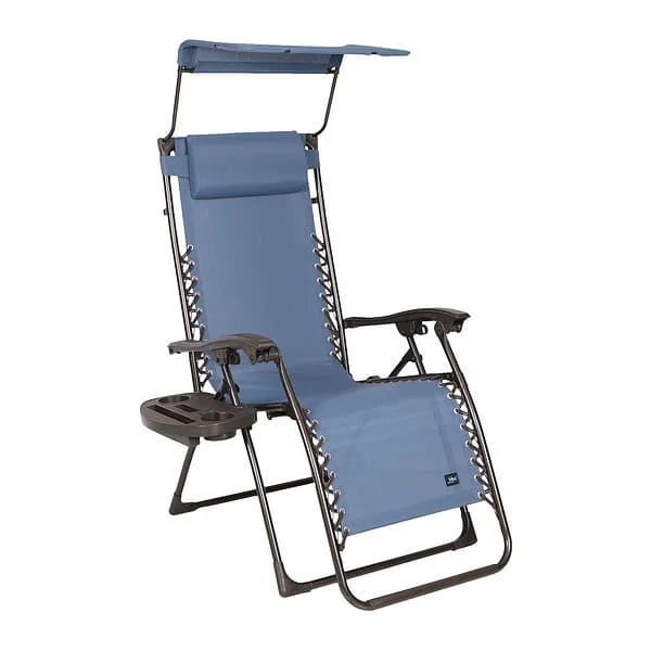 Bliss Hammocks 26″ Wide Base Model Zero Gravity Chair w/ Canopy, Deck, Patio Adjustable Lounge Chair, 300lbs., Denim Blue