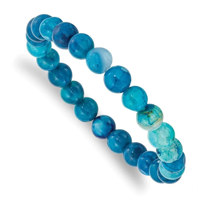 Blue Fire Agate Beaded Stretch Bracelet