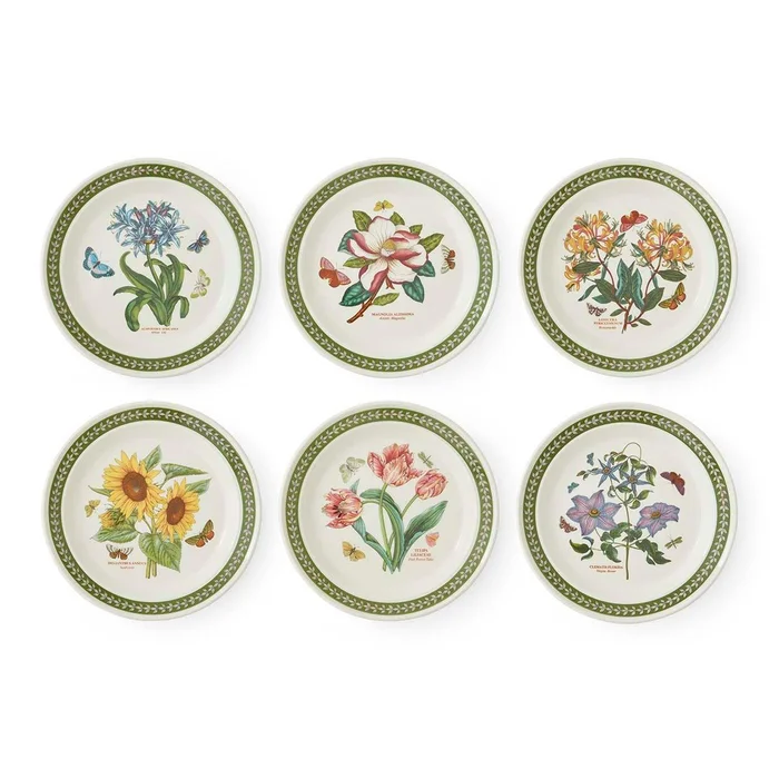Botanic Garden Etchings, set of 6 Dinner Plates