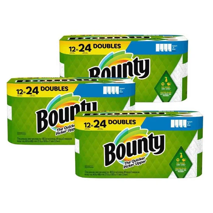 Bounty 078557165102 White, Select-A-Size Paper Towels (12 Double Rolls) (Multi-Pack of 3)