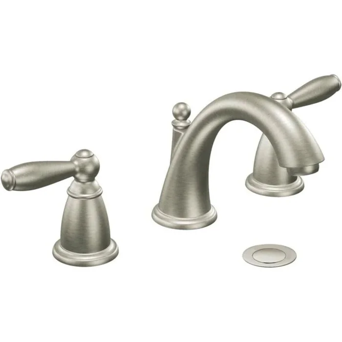 Brushed Nickel Moen Brantford Widespread Bathroom Faucet (Part number: T6620BN)