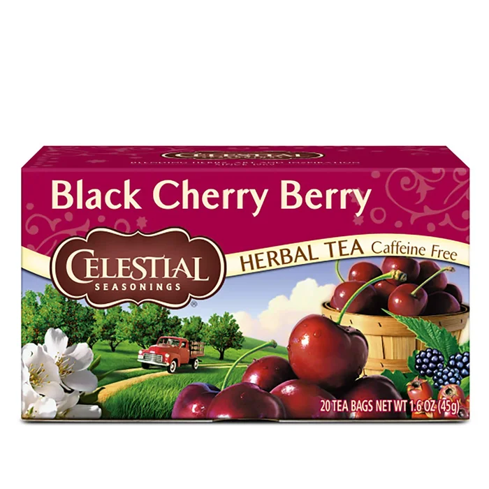 Celestial Seasonings Herbal Tea, Black Cherry Berry, Caffeine Free, 20 Tea Bags, 1.6 Ounce (Pack of 6)
