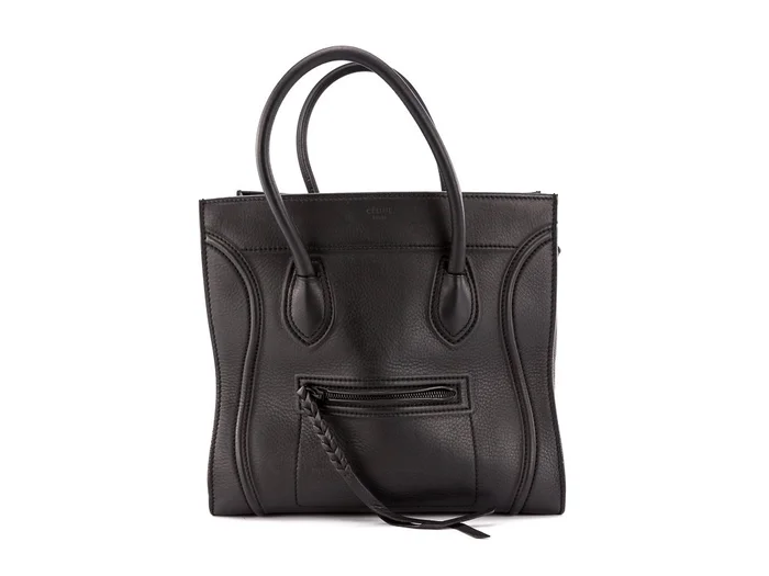 Celine black leather luggage Phantom square tote