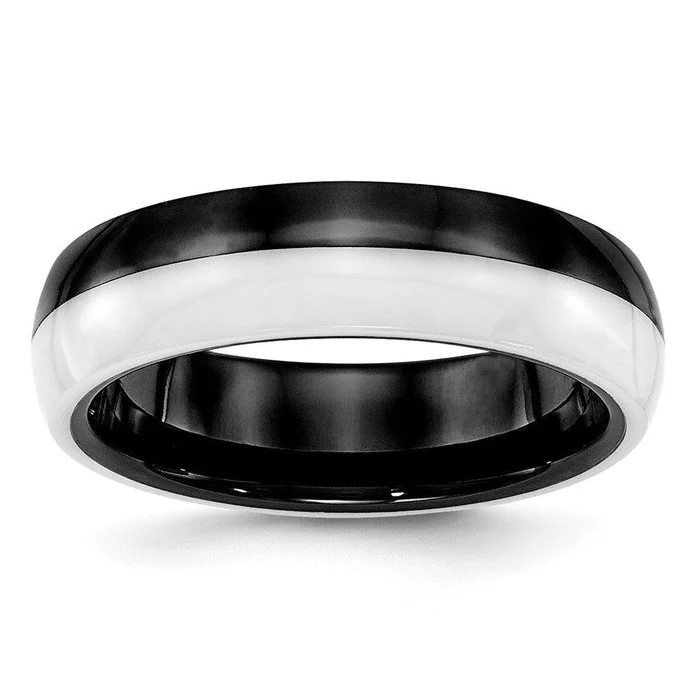 Ceramic Black and White 6.00mm Band