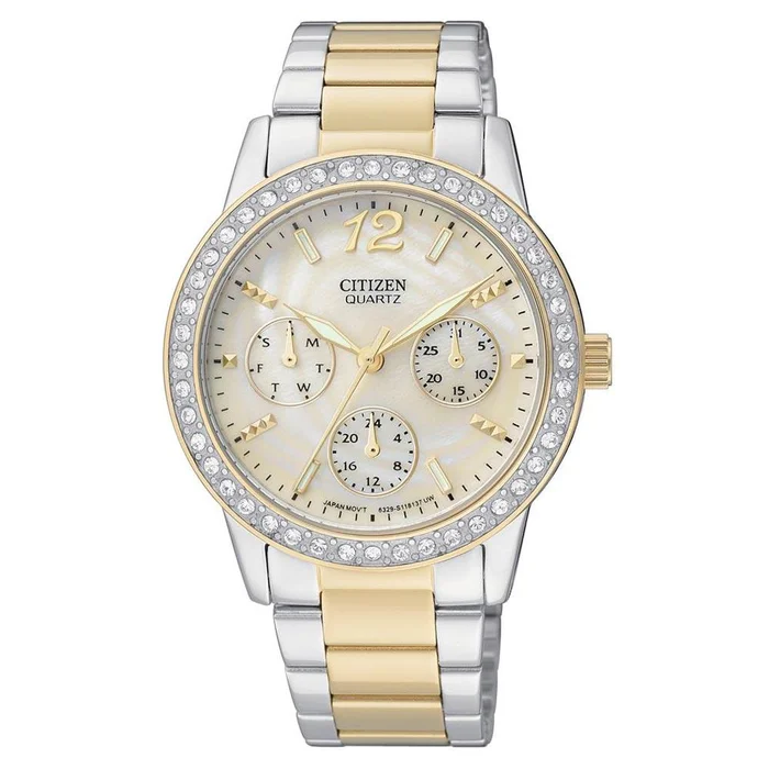 Citizen ED8094-52N Women’s Quartz Swarovski Crystal MOP Dial Two Tone Steel Watch