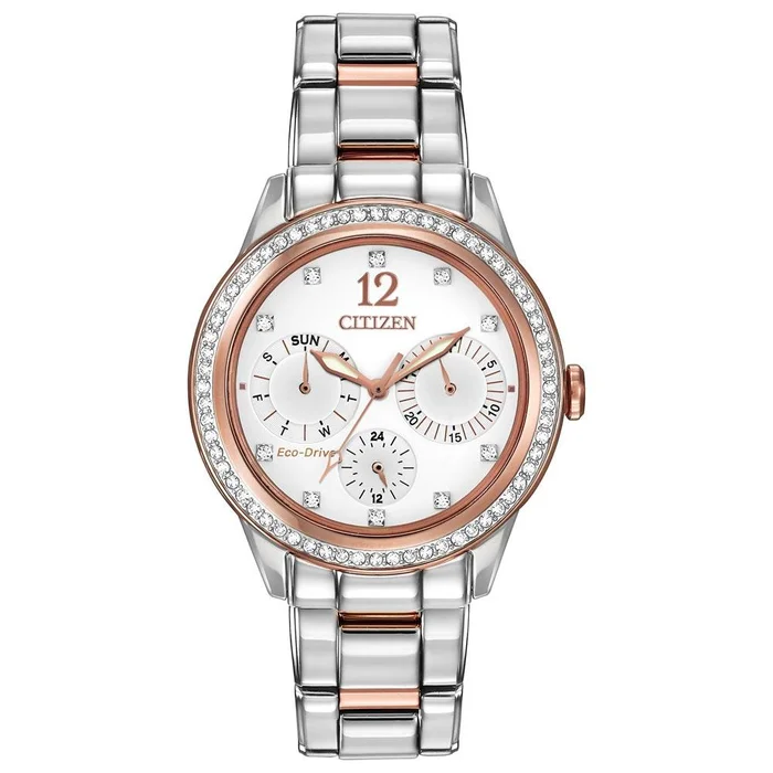 Citizen FD2016-51A Women’s Silhouette Eco-Drive Swarovski Crystal White Dial Two Tone Steel Watch