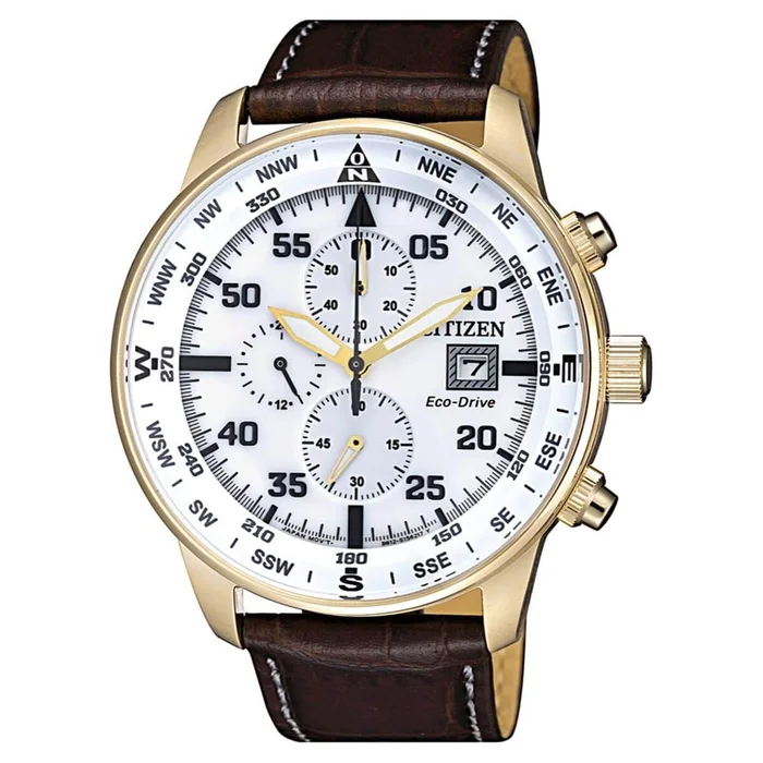 Citizen Men’s Chronograph Watch – Eco-Drive Brown Leather Strap | CA0693-12A