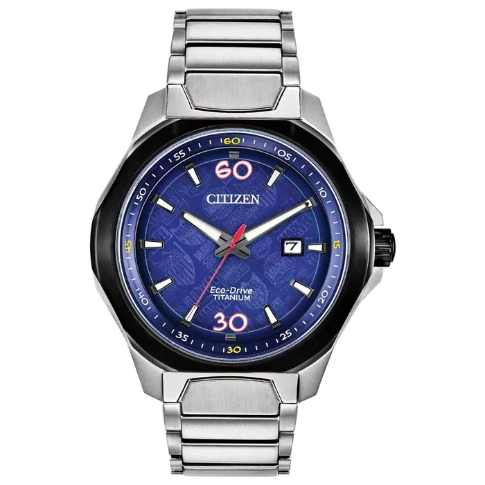 Citizen Men’s Eco-Drive Watch – Marvel Blue Dial Titanium Bracelet | AW1548-86W
