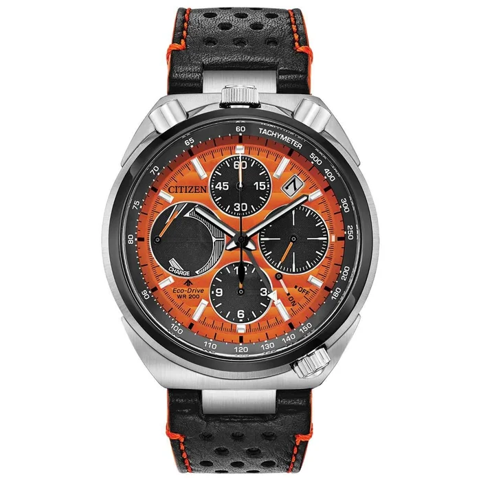 Citizen Men’s Eco Drive Watch – Promaster TCR Black & Orange Strap | AV0078-04X