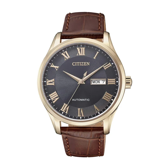 Citizen Men’s Watch – Automatic Brown Leather Strap Rose Gold Steel Case | NH8363-14H