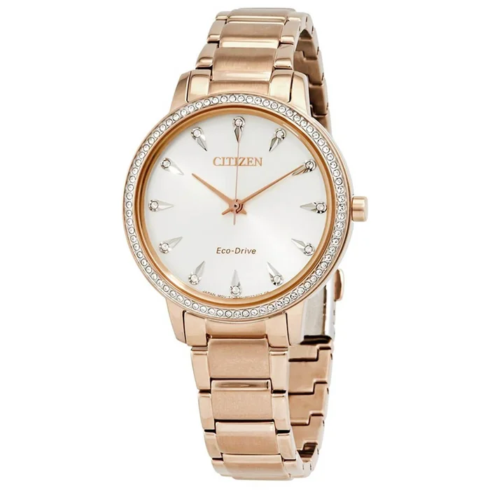Citizen Women’s Bracelet Watch – Silhouette Crystal Eco-Drive Silver Dial | FE7043-55A