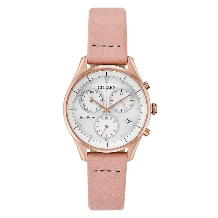 Citizen Women’s Chronograph Watch – Chandler Pink Leather Strap | FB1443-08A